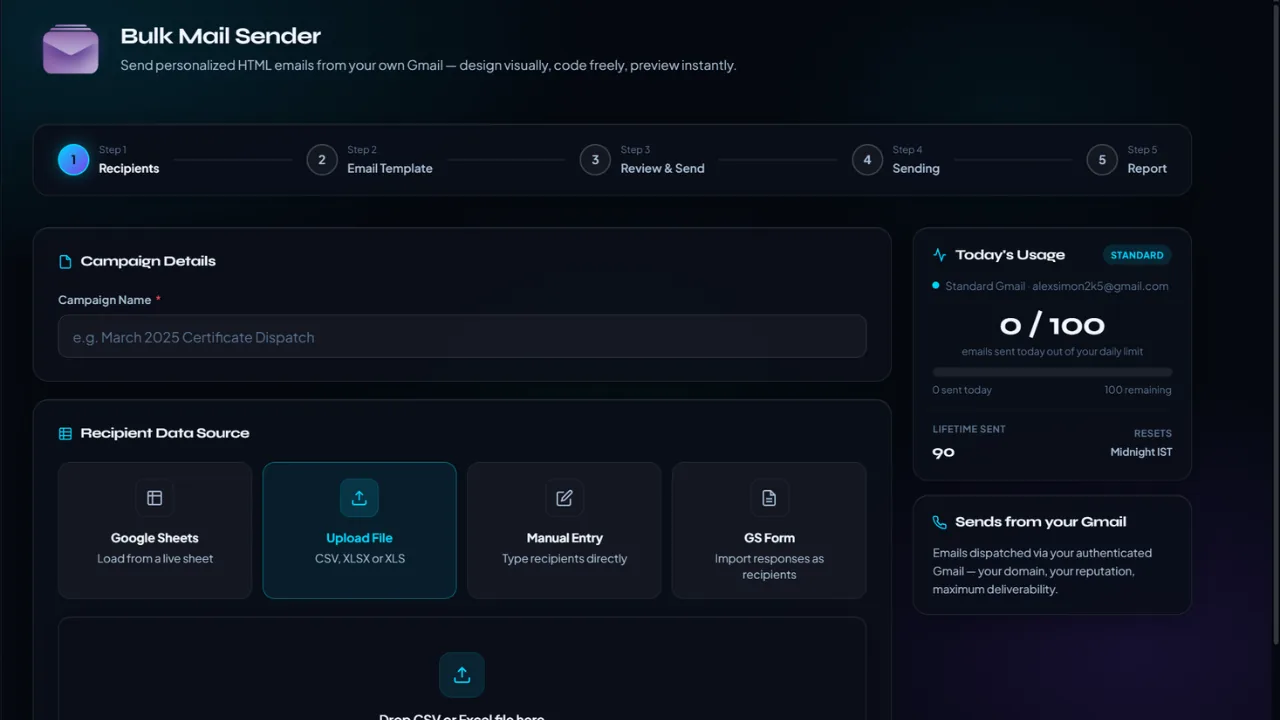 Bulk Mailer recipient workflow